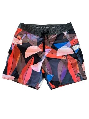 Roark Men's 30 Boatman Board Shorts Multi Color Zip Pocket Swim Trunks